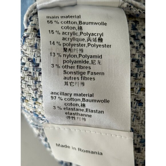 Marc Cain Womens Tweed and Denim Blazer Jacket Button-Up Blue Size 6 - Picture 6 of 7